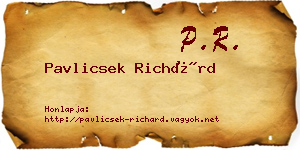 Pavlicsek Richárd névjegykártya